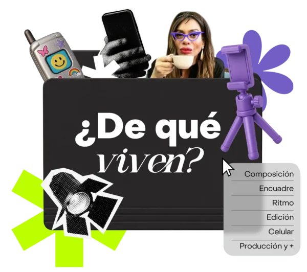 Portada del curso ¿De qué viven?, sobre foto y video con celular